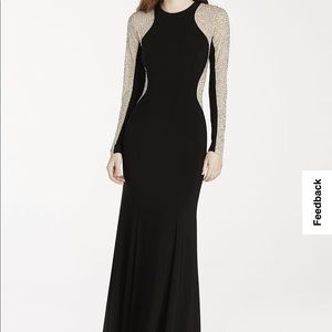 Jersey Dress with Illusion Beaded Sleeves